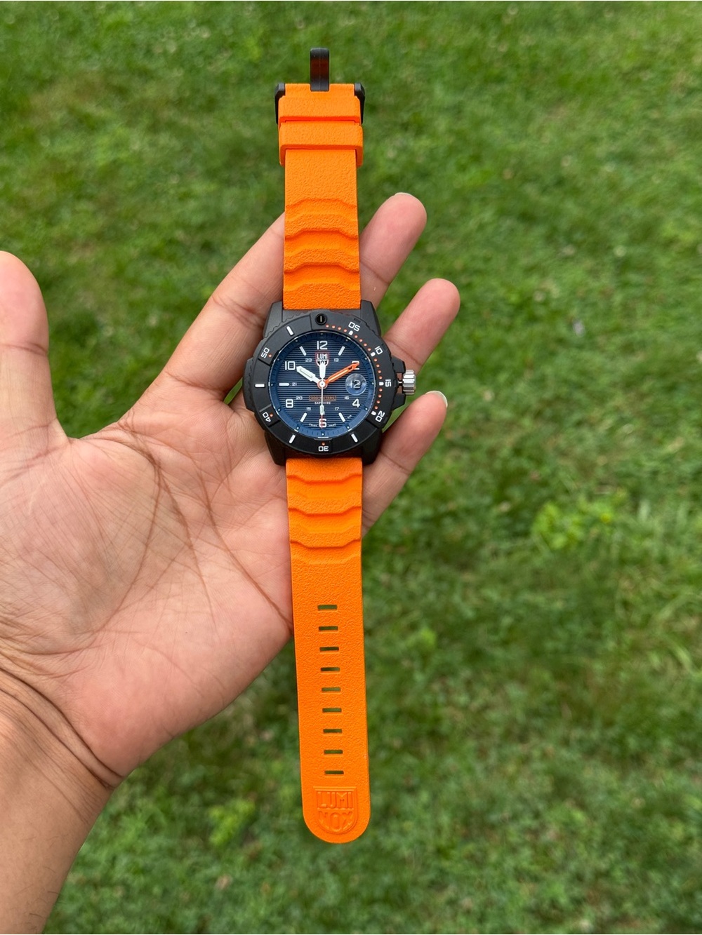 Luminox Navy Blue Dial Orange Strap Tactical mens Watch - Picture 4 of 13
